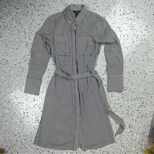 White House Black Market Black and White Striped Dress with belt